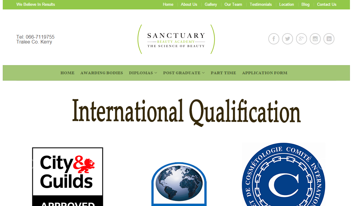 Sanctuary Beauty Academy website image
